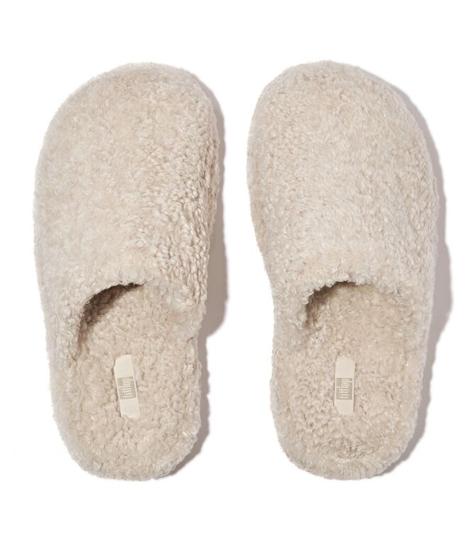 FitFlop Iqushion Wrapped Mule-Teddy milk ice FitFlop IB3-B83, pantoffels muil Direct leverbaar uit de webshop