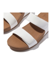 Lulu Adjustable Leather Slides urban white