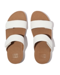 Lulu Adjustable Leather Slides urban white