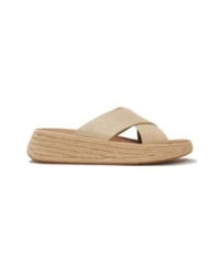 F-Mode Espadrille Shimmersuede Cross Slides platino