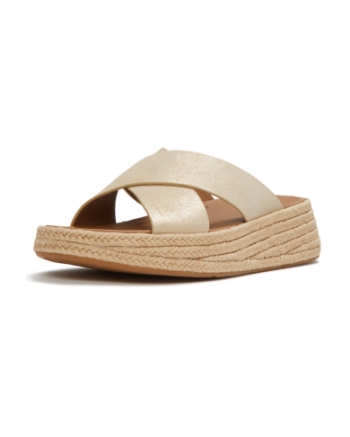 FitFlop F-Mode Espadrille Shimmersuede Cross Slides platino