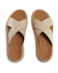 F-Mode Espadrille Shimmersuede Cross Slides platino