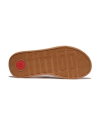 F-Mode Espadrille Leather Flatform Cross Slides deep tan
