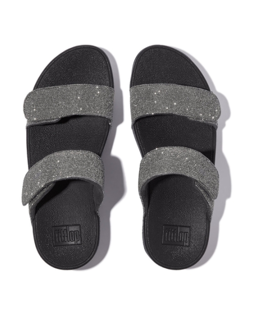 Lulu Adjustable Shimmerlux Slides pewter