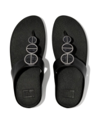 Halo Metallic-Trim Toe-Post Sandals all black