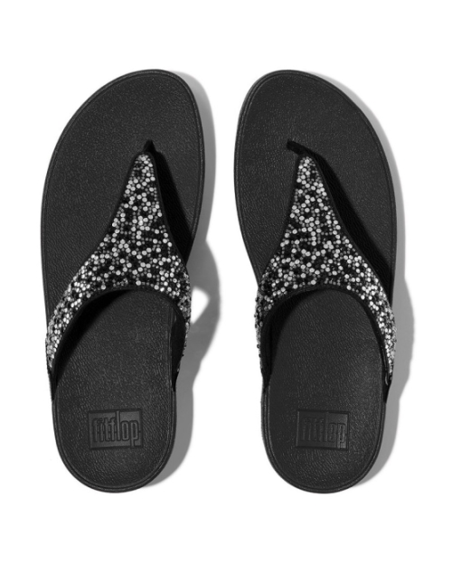 Lulu Crystal-Mix Toe-Post all black