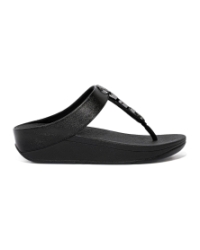 Fino Stone Trim Toe-Post Sandals black