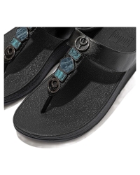 Fino Stone Trim Toe-Post Sandals black