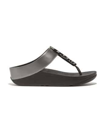 FitFlop Halo Bead-Circle Metallic Toe-Post pewter black