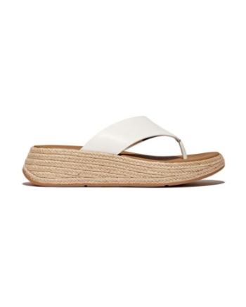 FitFlop F-Mode Espadrille Leather Flatform T/Post urban white