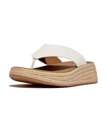 FitFlop F-Mode Espadrille Leather Flatform T/Post urban white