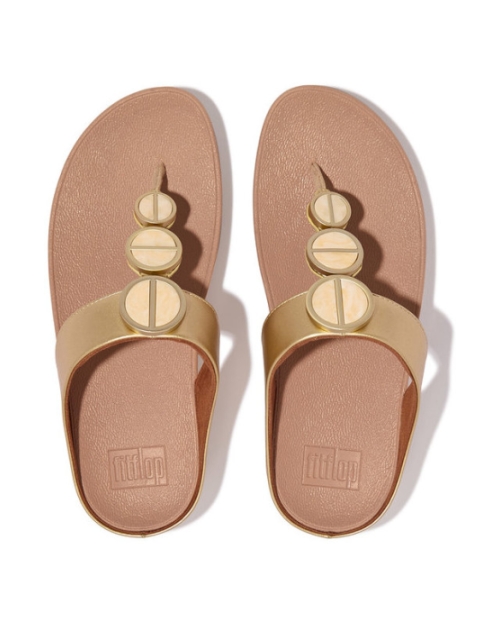 Halo Metallic-Trim Toe-Post Sandals platino