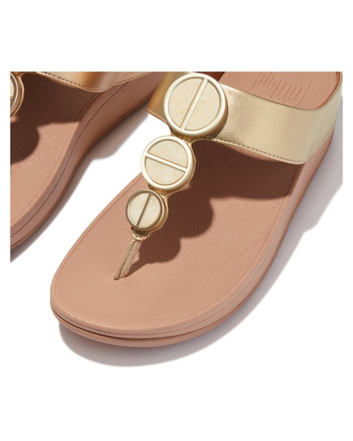 Halo Metallic-Trim Toe-Post Sandals platino