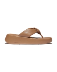 F-Mode Knot Soft-Leather Flatform Toe-Post classic tan
