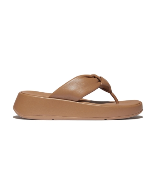 F-Mode Knot Soft-Leather Flatform Toe-Post classic tan