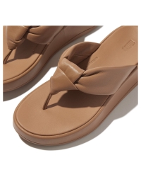 F-Mode Knot Soft-Leather Flatform Toe-Post classic tan
