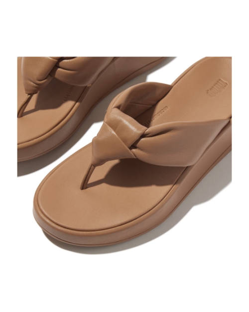 F-Mode Knot Soft-Leather Flatform Toe-Post classic tan