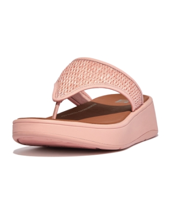 FitFlop F-Mode Woven-Raffia Flatform Sandals pink salt