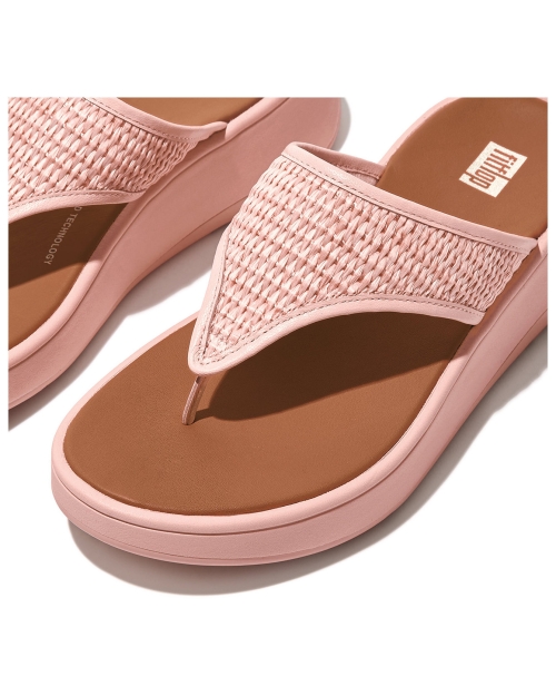 F-Mode Woven-Raffia Flatform Sandals pink salt