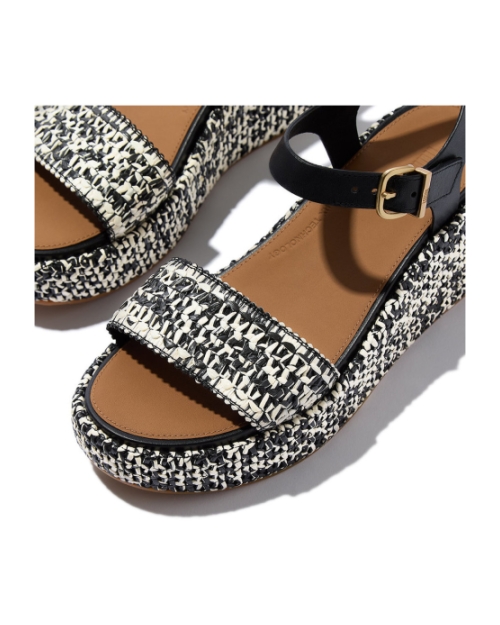 Platfforms Woven Wedge Ankle-Strap black