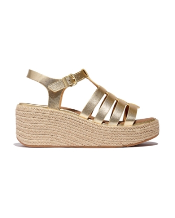 FitFlop Platfforms Espadrille Leather Fisherman Wedge platino