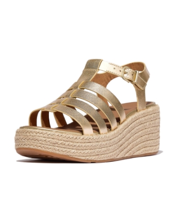 FitFlop Platfforms Espadrille Leather Fisherman Wedge platino