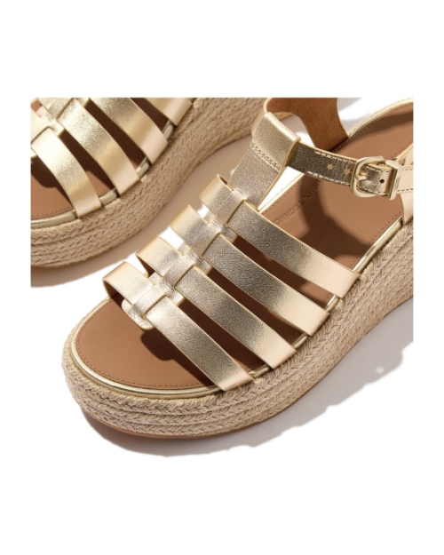 Platfforms Espadrille Leather Fisherman Wedge platino