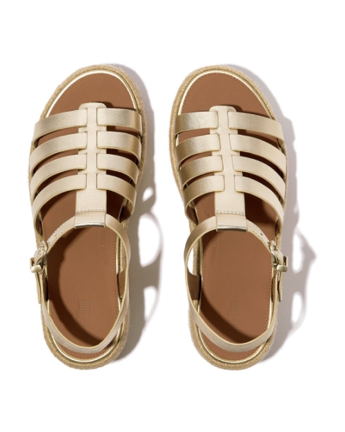 Platfforms Espadrille Leather Fisherman Wedge platino