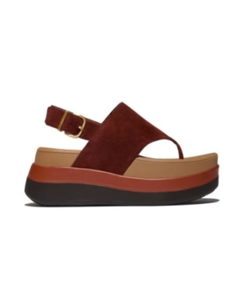 FitFlop F-Mode Stack Suede Back-Strap Toe-Post Sandals chocolat