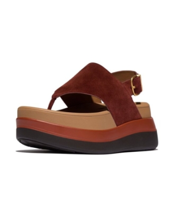 FitFlop F-Mode Stack Suede Back-Strap Toe-Post Sandals chocolat