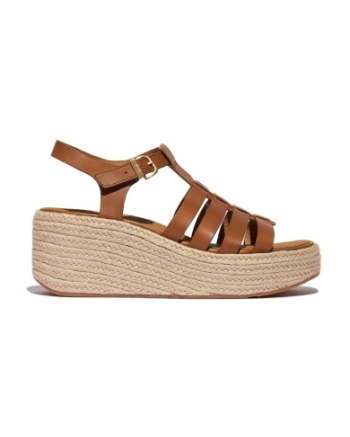FitFlop Platfforms Espadrille Leather Fisherman Wedge deep tan