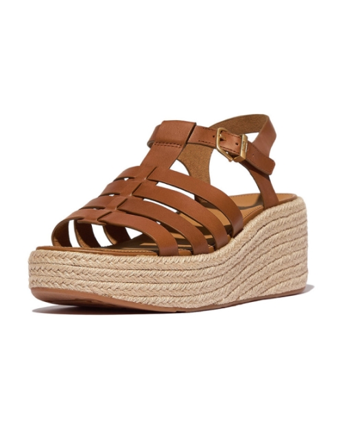 Platfforms Espadrille Leather Fisherman Wedge deep tan