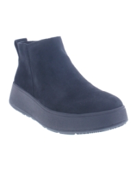 F-Mode Suede Flatform Zip Ankle Boots all black
