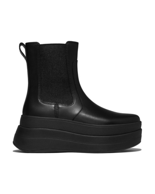 F-Mode Stack Leather Chelsea all black
