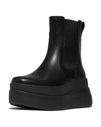 FitFlop F-Mode Stack Leather Chelsea all black
