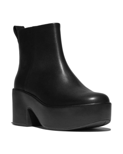 Platfforms Leather Heeled Ankle Boots black