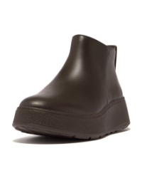 F-Mode Leather Flatform Zip Ankle Boots chocolate brown
