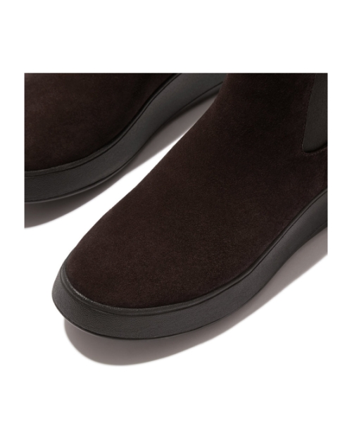 F-Mode Suede Flatform Chelsea Boots chocolate brown