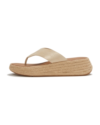 FitFlop F-Mode Espadrille Shimmersuede Toe-Post Sandals Platino