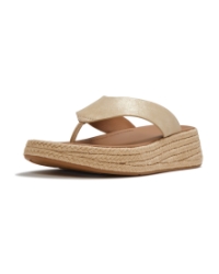 F-Mode Espadrille Shimmersuede Toe-Post Sandals Platino