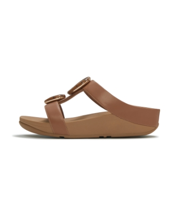 FitFlop Fino Marbled-Stone H-Bar Slides Deep Tan
