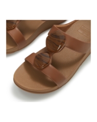 Fino Marbled-Stone H-Bar Slides Deep Tan