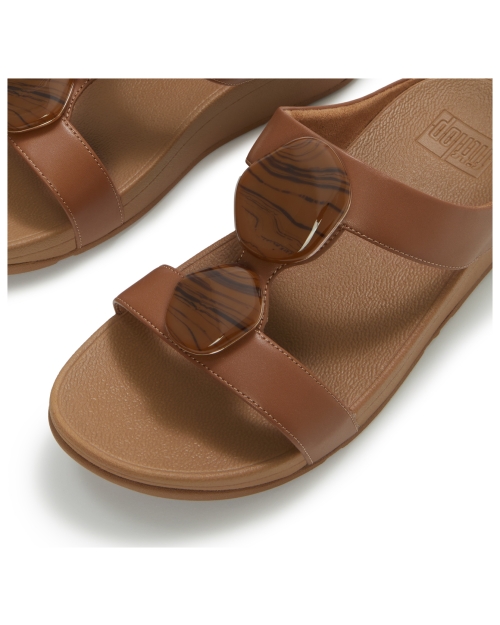 Fino Marbled-Stone H-Bar Slides Deep Tan