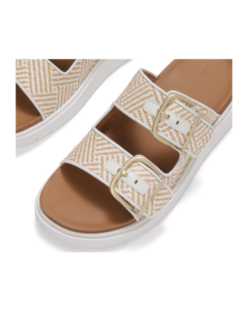 Gen-FF Buckle Graphic-Weave Two-Bar Slides Urban White