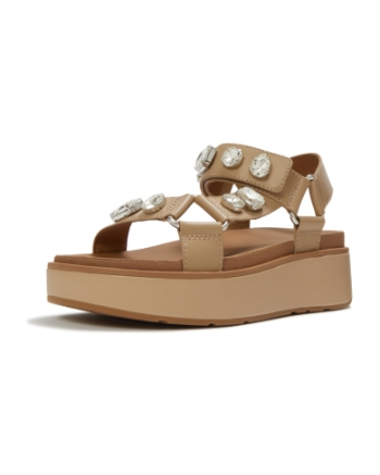 FitFlop Gen-FF Max Ultra-Jewel  Leather Back-Strap Sandals Cappuccino