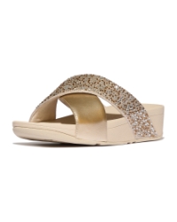 Lulu Crystal-Mix  Metallic Cross Slides Platino
