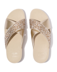 Lulu Crystal-Mix  Metallic Cross Slides Platino