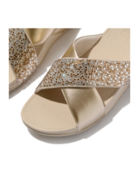 Lulu Crystal-Mix  Metallic Cross Slides Platino