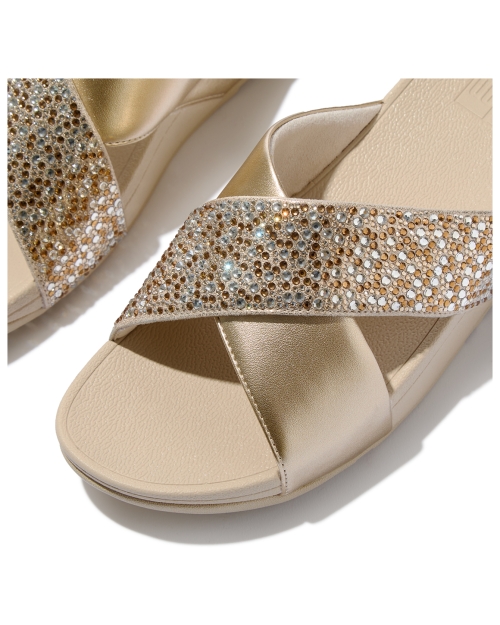 Lulu Crystal-Mix  Metallic Cross Slides Platino