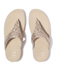 Lulu Crystal-Mix Metallic Toe-Post Sandals Platino
